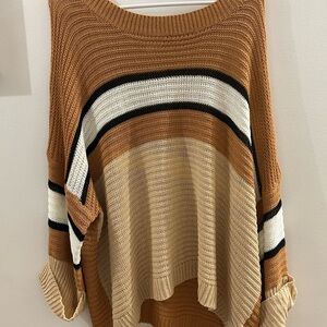Newbury Kustom Knit Oversized Shift‎ Sweater Women’s M Tan Brown Black